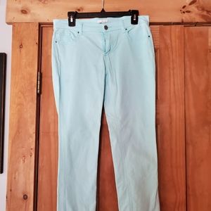 Women's pale blue jean capri